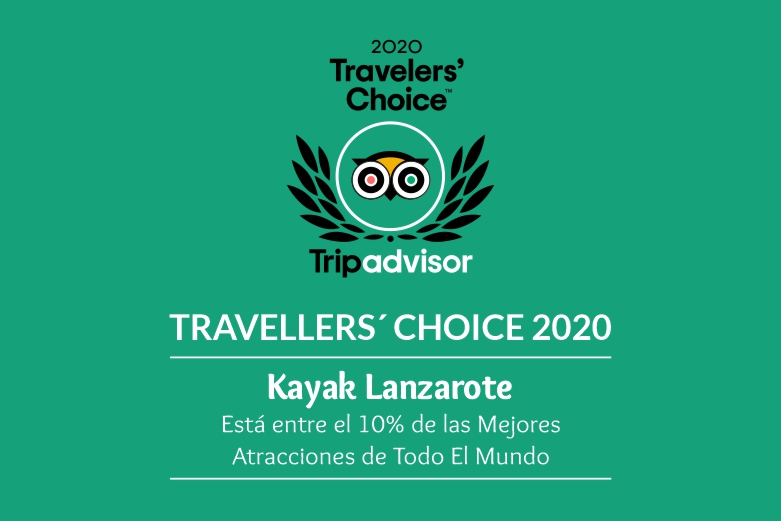 Imegen Galardón de Travelers´ Choice 2020 de Tripadvisor a Kayak Lanzarote